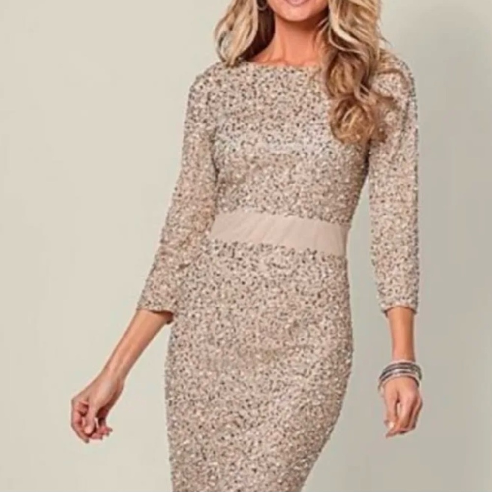 Off white sequin holiday party dress or wedding dress